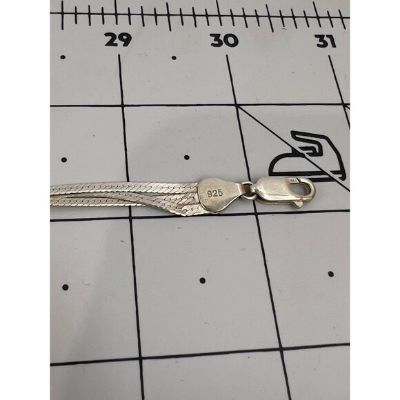 Sterling Silver Multi Strand Herringbone .925 Vintage Necklace Chain 30" - Picture 4 of 8